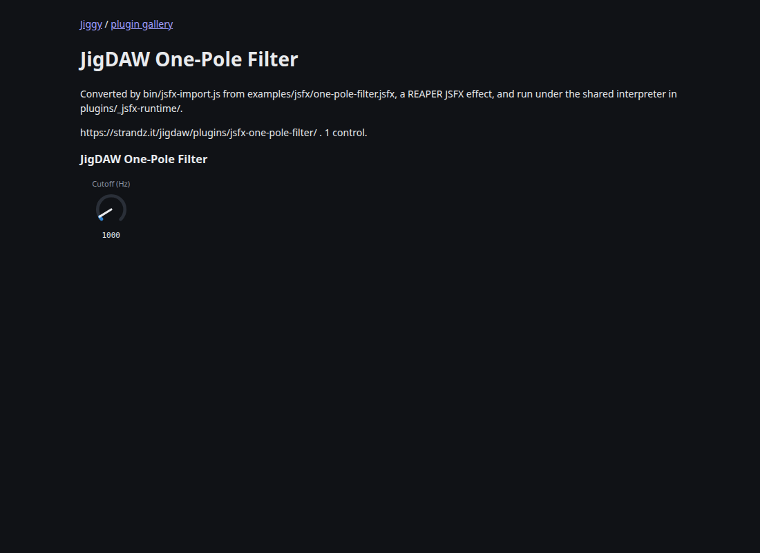 JigDAW One-Pole Filter